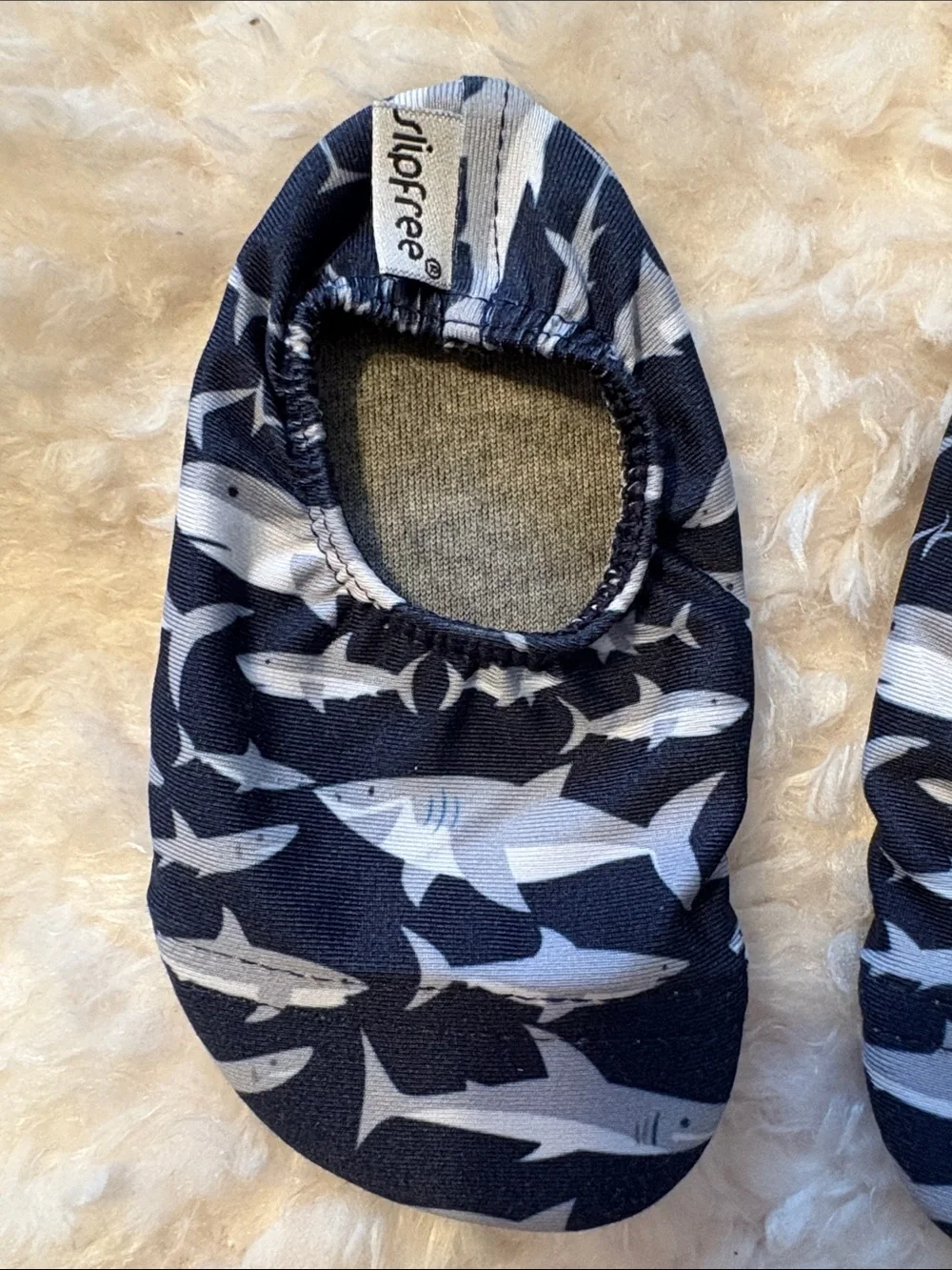 Slipfree l Navy Shark Print Aqua Socks Baby Water Shoes Infant